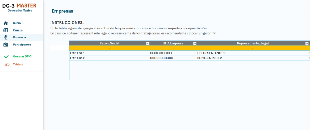 registrar empresas en generador masivo
